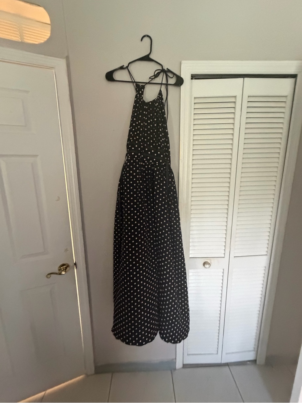 SHEIN Black Polka Dot Halter Maxi Dress